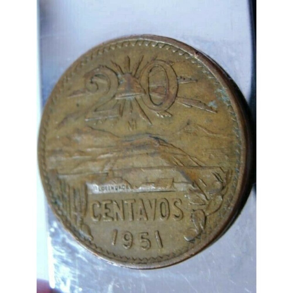 1951 20 Centavos Coin Money Clip Stainless Steel Wallet Cash ID Holder Silver